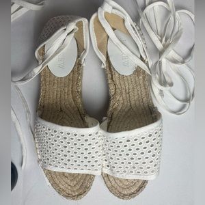J.Crew White Eyelet Tie Espadrilles